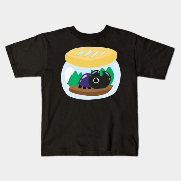 Rhino bettle in jar Kids T-Shirt by IcyBubblegum